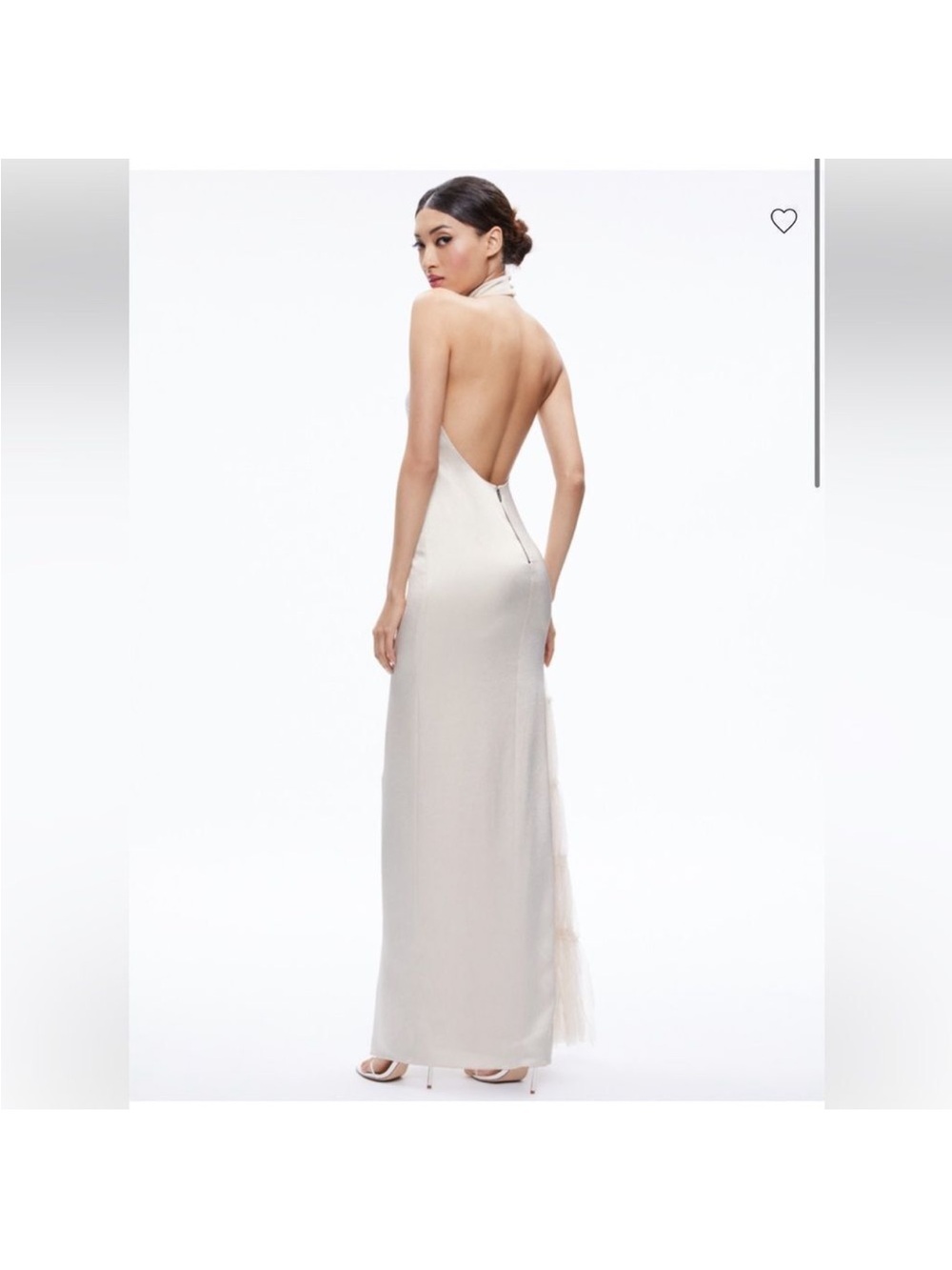 Alice + Olivia Backless Cream Halter Gown
